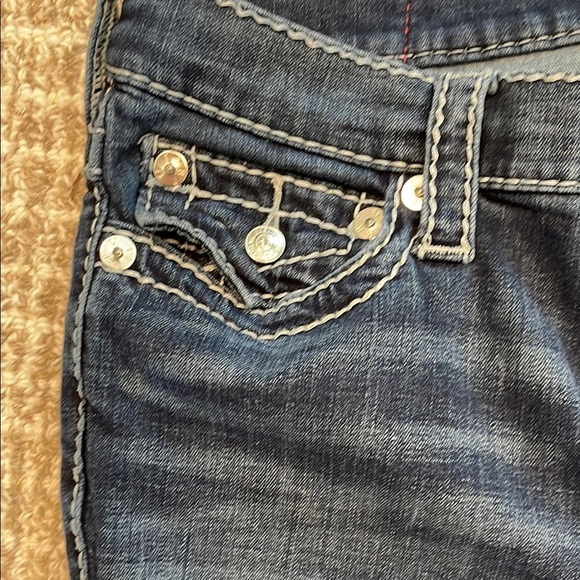 Women’s TRUE RELIGION Bootcut Distressed Blue Jeans Sz 30 - Picture 3 of 8